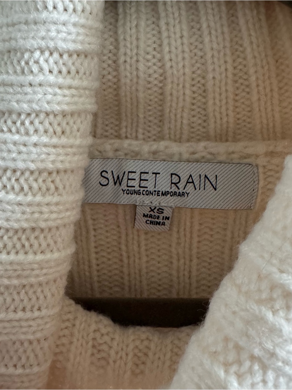 Sweet Rain Cropped Cream Ribbed Turtleneck Sweater - Picture 5 of 5